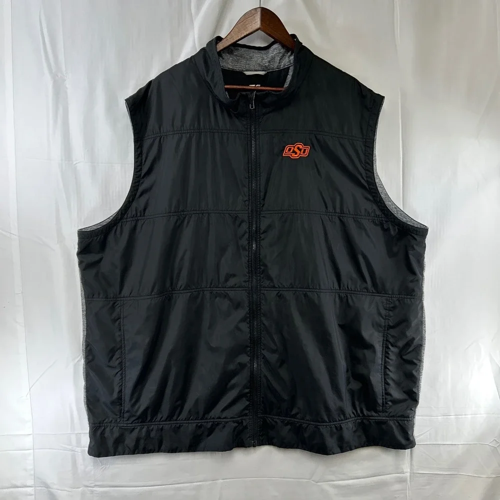 Oklahoma State Cowboys Cutter & Buck Vest Mens 4XB Black Gray CB DryTec Full Zip